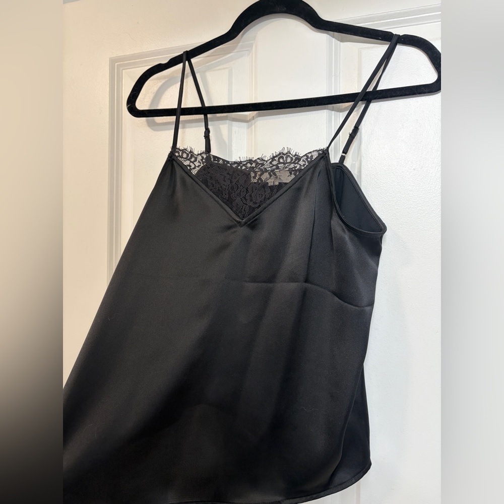 LOFT Black Cami with Lace Detail